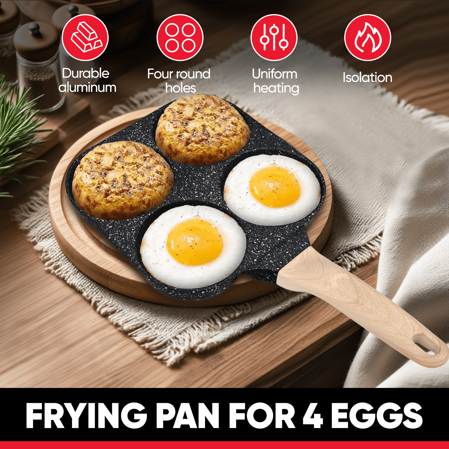 Soulfox 2-Piece Granite Nonstick Fry Pan Set 9.72"/7.28"Aluminum Cookware All Stove&Dishwasher Safe