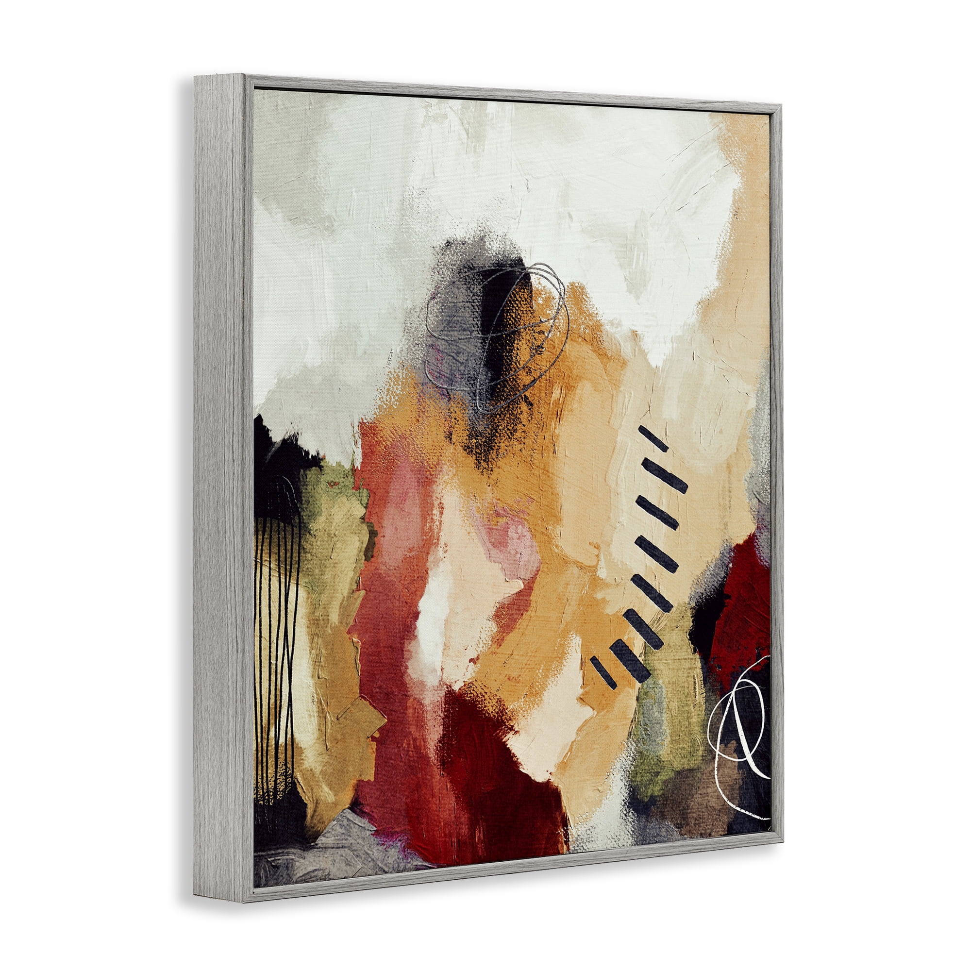 Stupell Industries Abstract Southwestern Pattern Abstract Painting Gray Framed Art Print Wall Art, 16 x 20