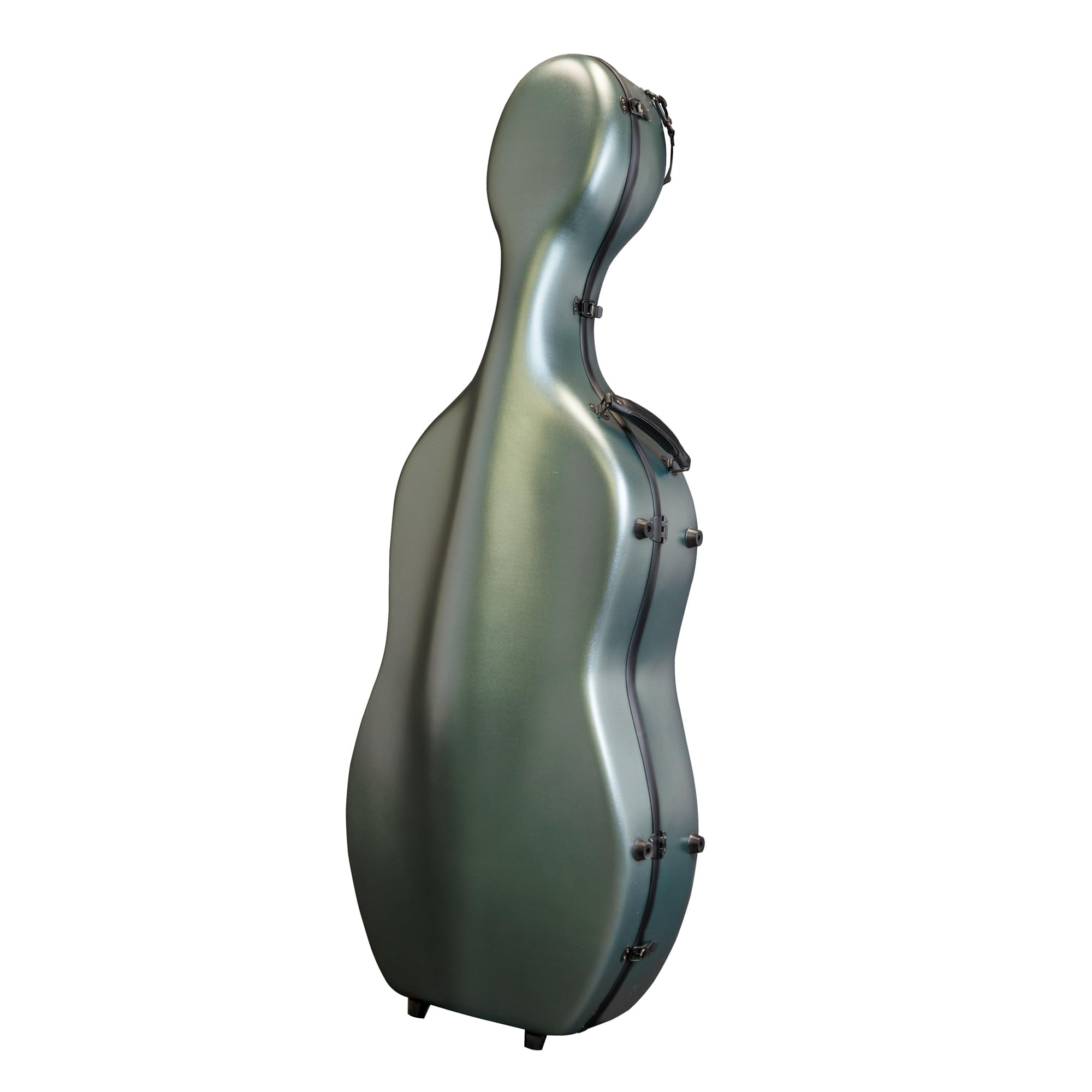 MI&VI CP-7001 Classic Polycarbonate Fiber Cello Case (Full Size) 4/4 with Wheels | Zipper Closure Bow Pockets | 8.5lb Lightweight | Tough Shell - by MI&VI Music (Green)
