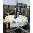 thumbnail image 2 of Fsddascl Pink Yellow Flowers Outdoor Tablecloth - 54 Inch Round Dining Table Cover, Pastoral Botanical Floral Stems Waterproof Outdoor Table Cloth with Umbrella Hole & Zipper for Picnic/Patio/Party, 2 of 7