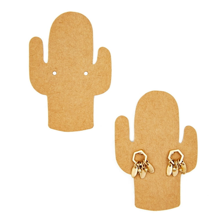 300 Pack Cactus Earring Display Cards, Cardboard Holder for