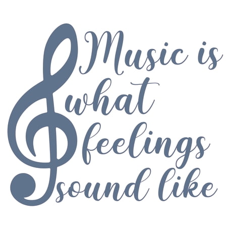 Music is what Feelings Sound Like with Floating Musical Notes Artwork Design for Living Room Vinyl Wall Decal - Inspirational Quotation and Beautiful Words about Loving Art for Musical Room Wall Decor