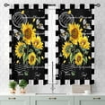thumbnail image 3 of Sunflower Kitchen Curtains, Rusitc Farmhouse Vintage Watercolor White Yellow Floral Flower Bee Retro Country Small Short Living Room Bedroom Cafe Bathroom Window Drapes Treaments 2 Panel, 55x39 Inch, 3 of 4