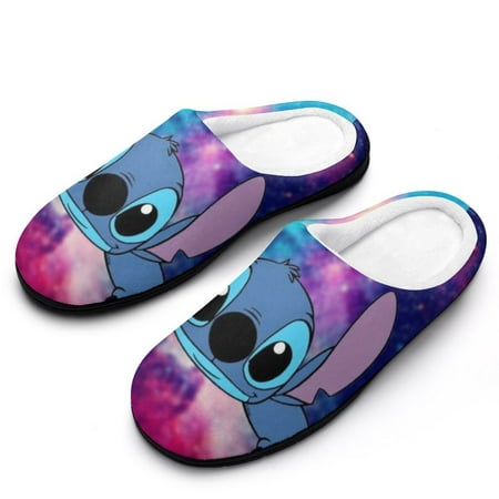 

Mens Cozy Slippers Cute Stitch Warm Soft Plush Slipper Slip-on House Shoes for Home Indoor Outdoor