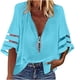 thumbnail image 1 of Fiudx Liquidación de Ahorros de Verano Camisa Casual con Cremallera de Color Sólido para Mujer Blusa con Mangas de Media Trompeta, 1 of 5