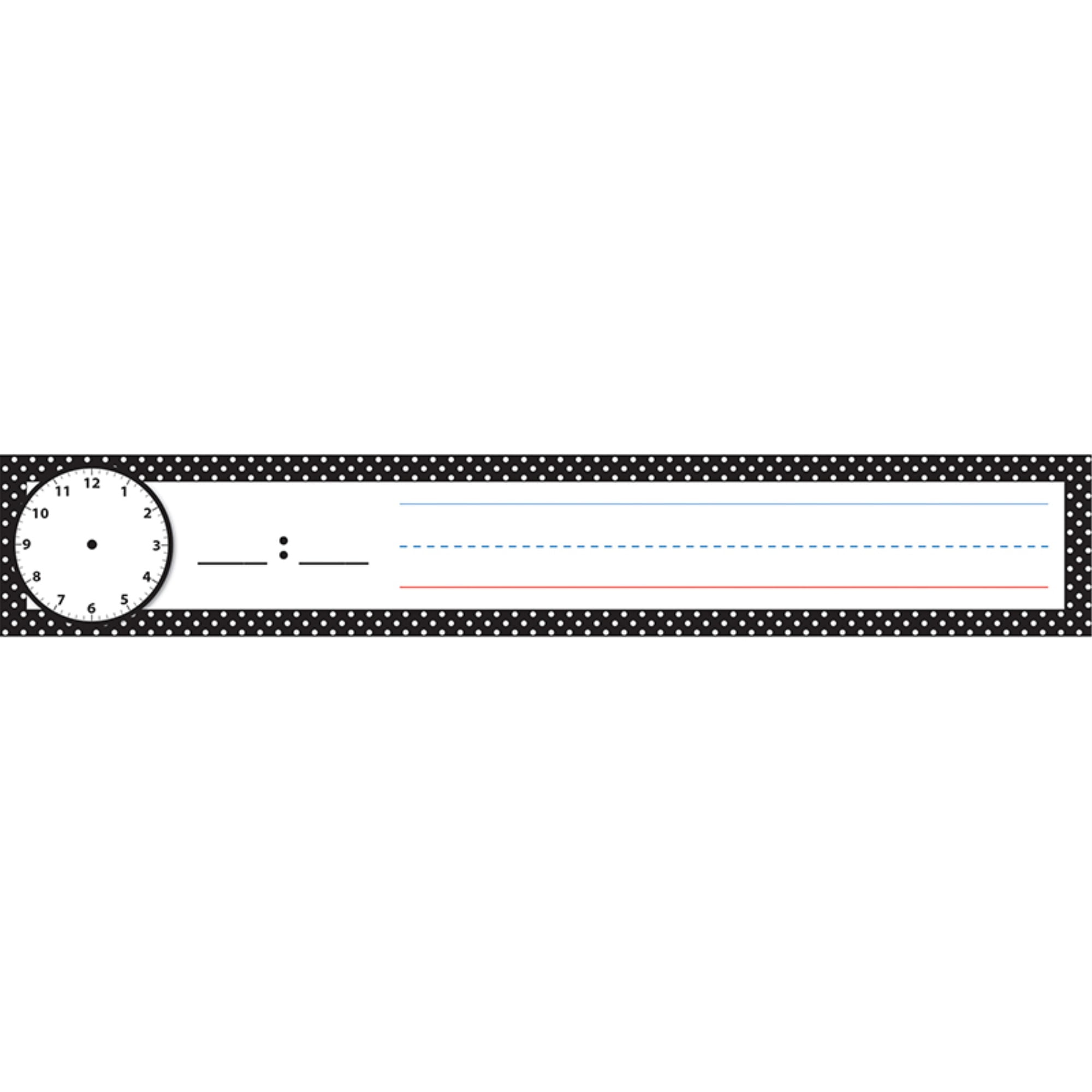 Pocket Chart Inserts, Scheduling/Sentence Strip Cards, 2' x 12', B&W Polka Dots, Pack of 12
