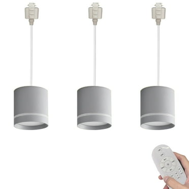 FSLiving Remote Control 7W LED Track Linear Look Gray Pendant Lights H-Type Track Light with Focused Adjustable Industrial COB LED Dimmable for Dining Room Customizable - Set of 3