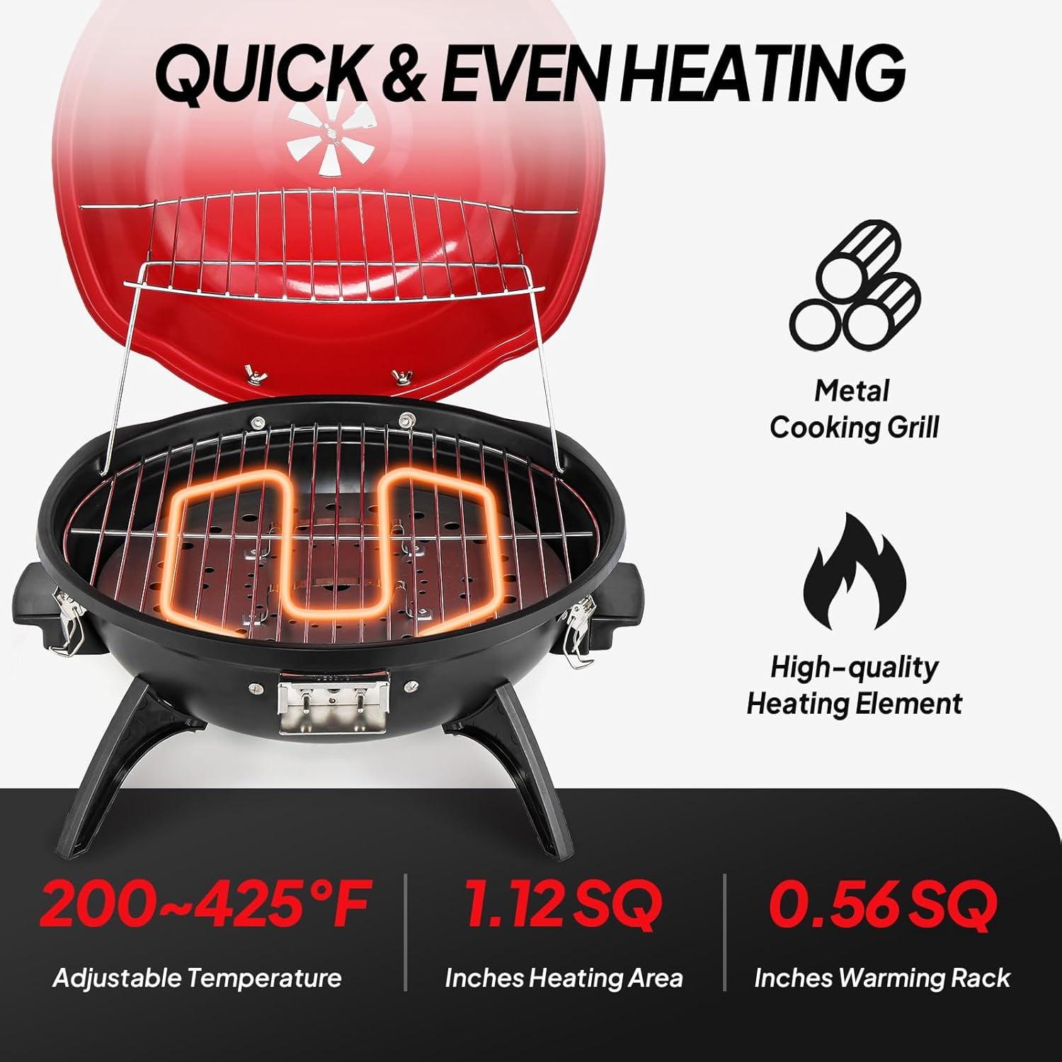 ROVSUN Tabletop Electric Grill with Temperature Control, Double Layer Design, 304 stainless, Portable Removable -Perfect Small Stove for Indoor and Outdoor BBQ, 1600W, Black