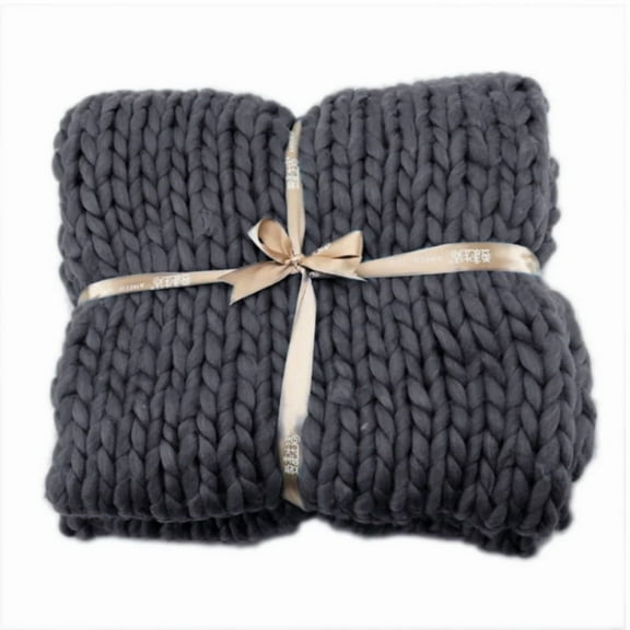 AUQ Chunky Knit Blanket Throw, Soft Acrylic Fibres Throw Blanket, Handmade Thick Cable Knit Crochet Blanket, Large Knit Blanket Chunky Yarn, Rope Knot Throw Blanket for Couch Home Decor