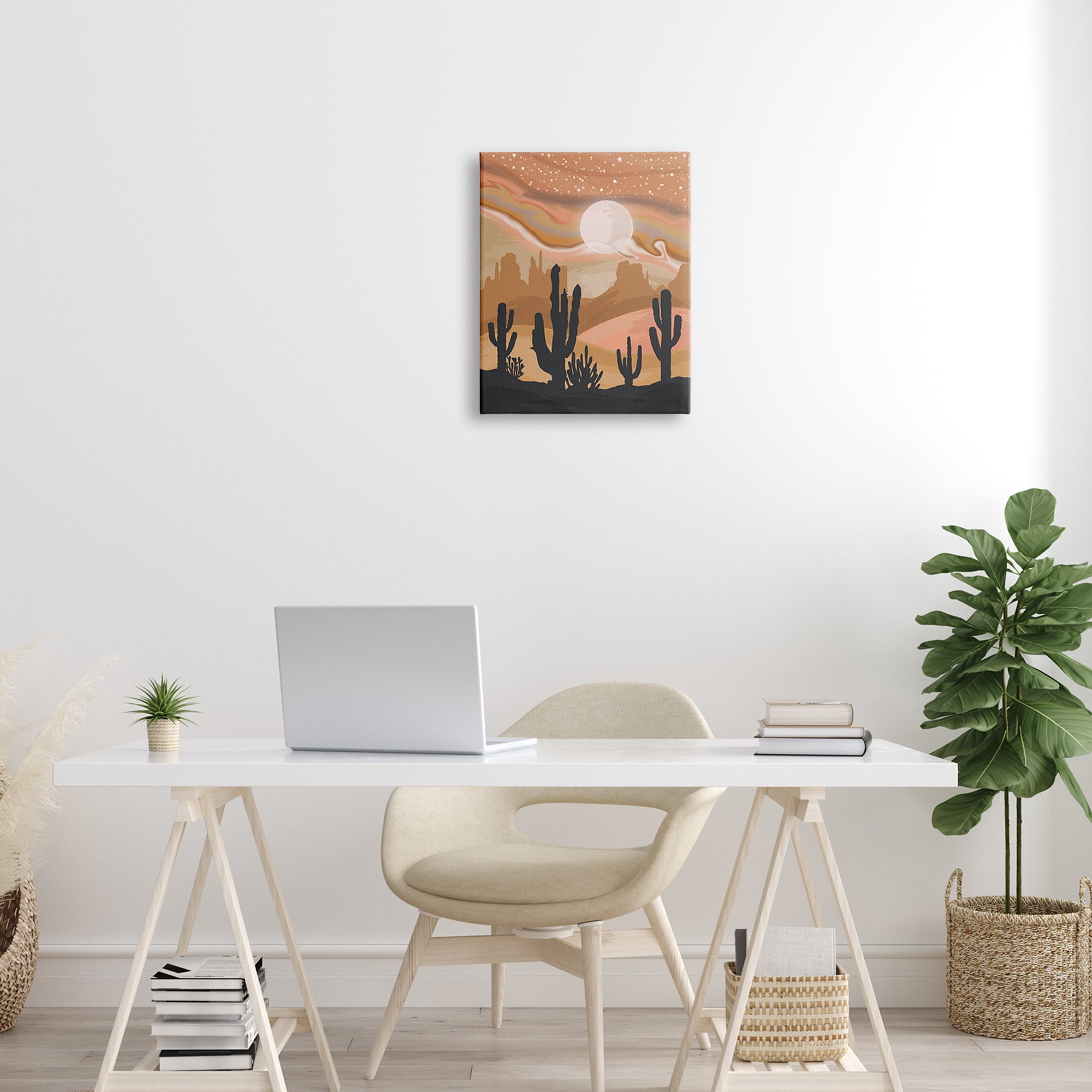 Stupell Industries Cactus Canyon Sandstorm Landscape Lunar Borealis Starry Sky,16 x 20, Design by Lisa Perry Whitebutton