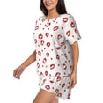 thumbnail image 2 of Lsque Lips Kiss Women's Short-Sleeved Pajama Set - 2 Piece Soft and Lightweight Sleepwear Set-Large, 2 of 9