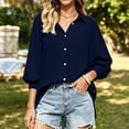 thumbnail image 6 of MYAOYINo Boundaries Womens Button Down Shirt Smocked Cuffs Long Sleeve Casual Blouse with Pocket, 6 of 8