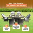 thumbnail image 5 of Direct Wicker 7-Piece Patio Dining Set with Fire Pit Table and Built-In Ice Bucket, 6 Rattan Cushioned Chairs, Weather-Resistant Outdoor Furniture, 5 of 8