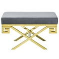 thumbnail image 3 of Modern Deco Contemporary Urban Design Living Room Lounge Club Lobby Accent Chair Bench, Velvet Fabric Metal Steel, Gold Gray, 3 of 6