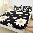thumbnail image 3 of Feelyou Chic Flower Floral Full Size Sheets for Women, Vibrant Groovy Daisy Bed Sheets, Vintage Fashion Style Sheet Sets, Breathable Home Decor, 4-Piece, 3 of 7
