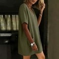thumbnail image 7 of Women Summer Casual V Neck Short Sleeve Dress with Pockets Solid Color Loose Beach Vacation Everyday Mini T Shirt Dress,Sizes S-2XL, 7 of 7