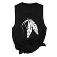 thumbnail image 4 of Aoochasliy Tank Tops for Women Clearance Women Casual Feather Printing Sleeveless O-Neck Loose Vest Tops, 4 of 5