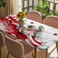 thumbnail image 3 of Red Pink Valentine's Day Table Cloths for 4 Foot Rectangle Tables, Love Heart Eucalyptus Leaves Vintage Patio Waterproof Elastic Fitted Tablecloths, Washable Rectangular Table Cover for Camping, 3 of 8