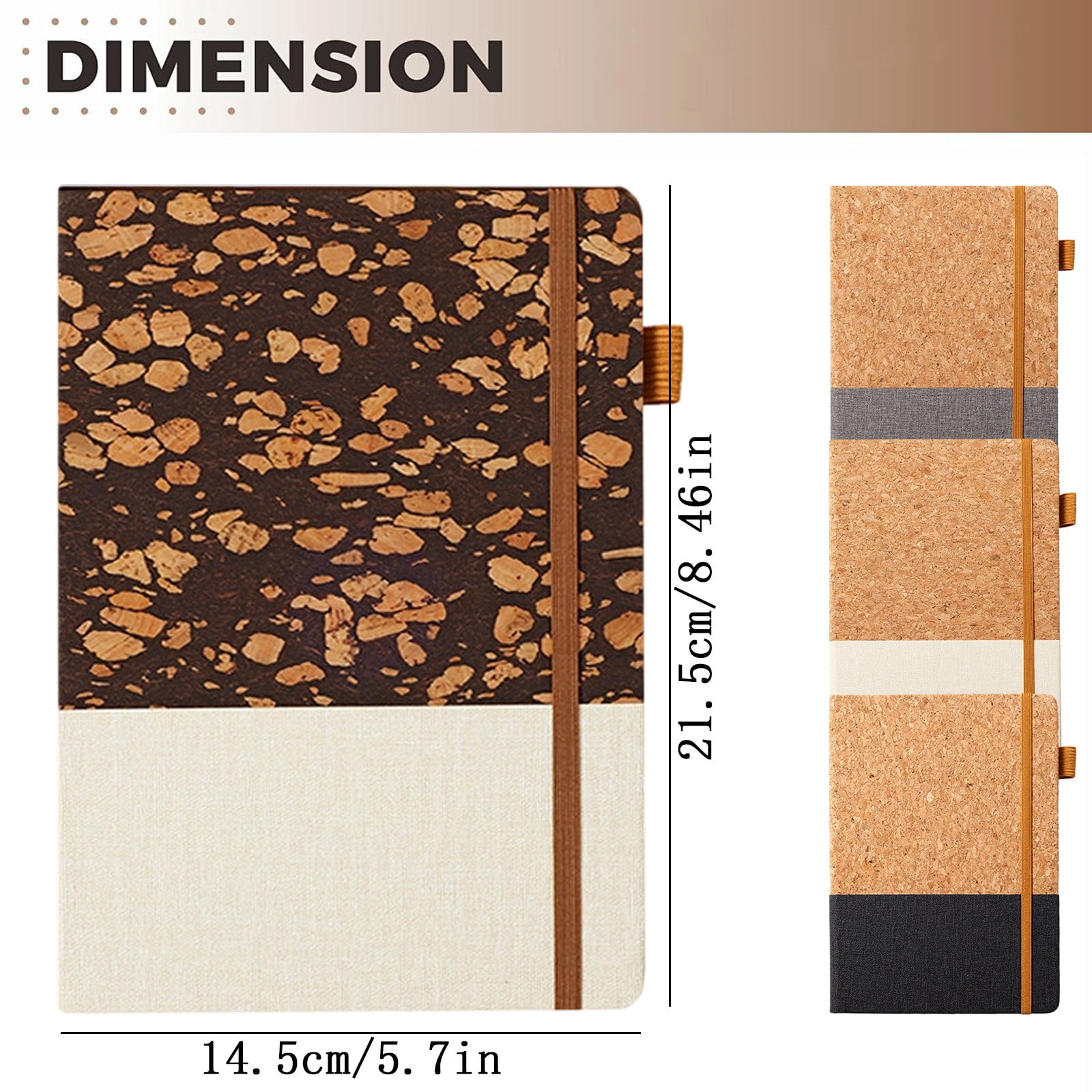 VKLU 4 Pack Cork and Leather Patchwork Journals, 8.5" x 5.7" Hardcover Notebook Set for Academic Year Planning and Professional Organizing, All Colors