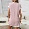 thumbnail image 6 of Warop Women's Casual Dress, Solid Color Round Neck with Color Block Short Sleeve and Pocket, Summer Short Length for Daily Wear and Outdoor, 6 of 8