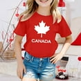 thumbnail image 2 of MIXUE Toddler Girls Tops & T-Shirts Kids Children Canada Print Short Sleeve Crewneck Casual Fit Basic Tops Pullover Tshirts Outwear,Red,8-9 Years, 2 of 4
