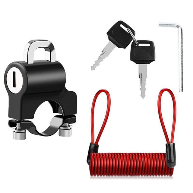 Candado antirrobo para casco, con 2 llaves para manillar de motocicleta y scooter eléctrico.