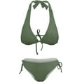 thumbnail image 4 of NICKSUN Women's Bikini Sets Two Piece Bathing Suits Sexy Textured Halter Padded Bikini Swimsuits Side Tie Thong Bottom Swimwear, 4 of 6
