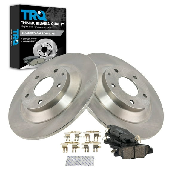 TRQ Rear Brake Pad & Rotor Kit Brake Pads Brake Rotor Ceramic Fits Select 2016-2018 Mazda CX-5