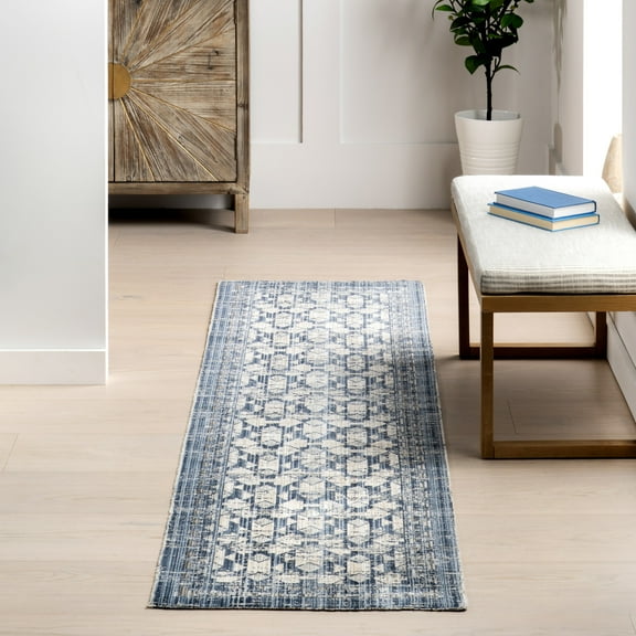 nuLOOM Chaya Geometric Machine Washable Indoor/Outdoor Area Rug, 2' x 8', Runner, Chaya Blue