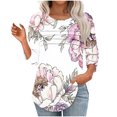 thumbnail image 2 of Jsaierl Women's 3/4 Length Sleeve Tops Casual Round Neck Shirts Cute Graphic Petite Blouses Workout Holiday T-shirts Top S-2XL, 2 of 6
