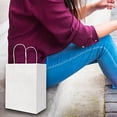 thumbnail image 7 of 100 Pack 8x4.75x10 Inch Medium White Kraft Paper Bags with Handles Bulk for Birthday Wedding Party Favors Grocery Retail Shopping Business Takeout Goody Craft Gift Bags Sacks, (100pcs Count), 7 of 7