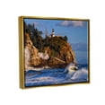 thumbnail image 3 of Stupell Rolling Sea Waves Lighthouse Cliff Landscape Photography Gold Floater Framed Art Print Wall Art, 3 of 9