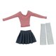 thumbnail image 2 of Conjunto de manga larga para mujer, modelo móvil, top de tubo, escala 1:6 rosa, 2 of 9