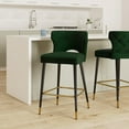thumbnail image 2 of Maykoosh Old World Charm Contemporary Velvet Upholstered Counter Height Stool with Gold Tipped, Black Metal Legs, 22" W x 19" D x 38.5" H, Set of 2-Color:Green, 2 of 7
