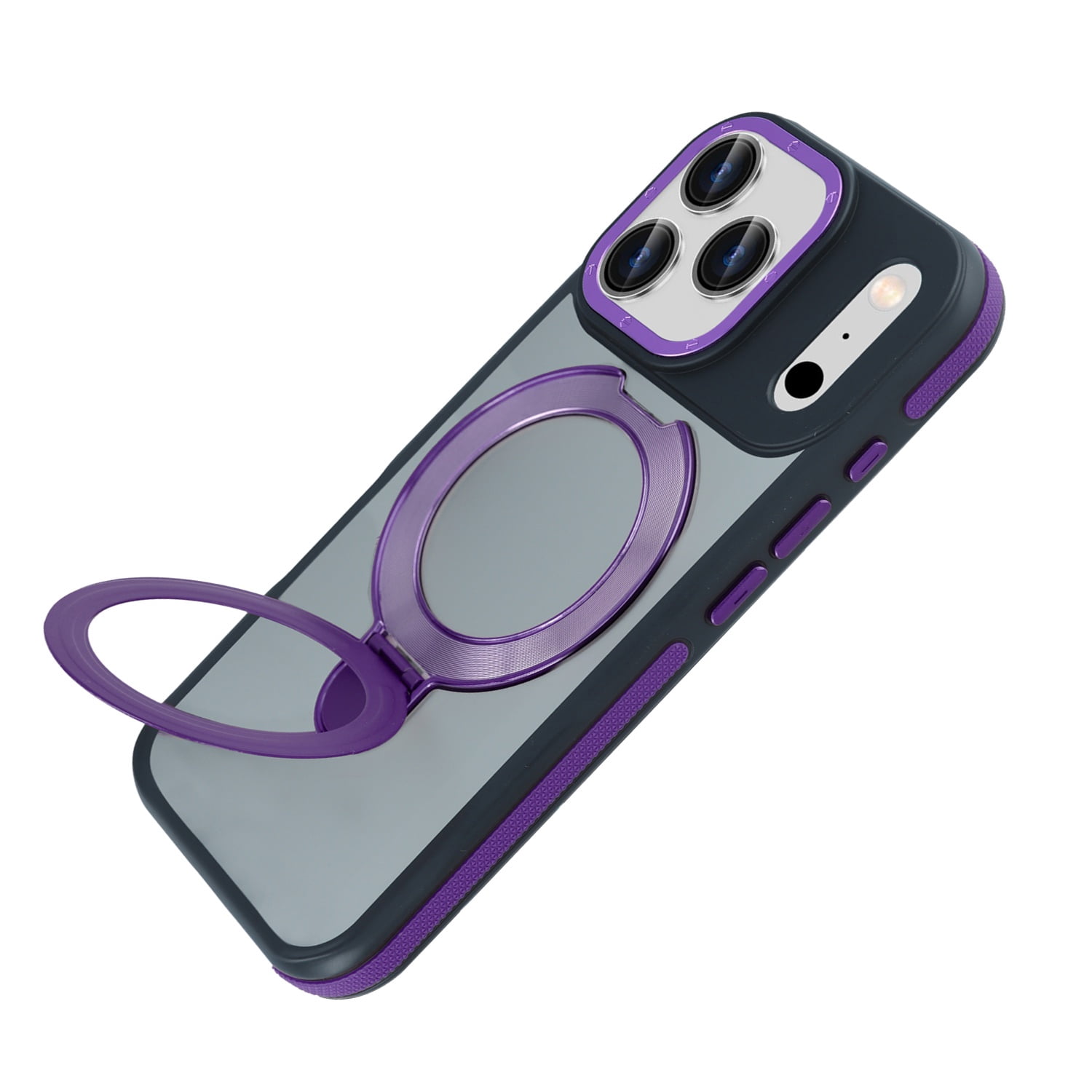 Matte Finish Protective Cover with Wireless Charging and Stand for iPhone 17 Pro Max - Purple