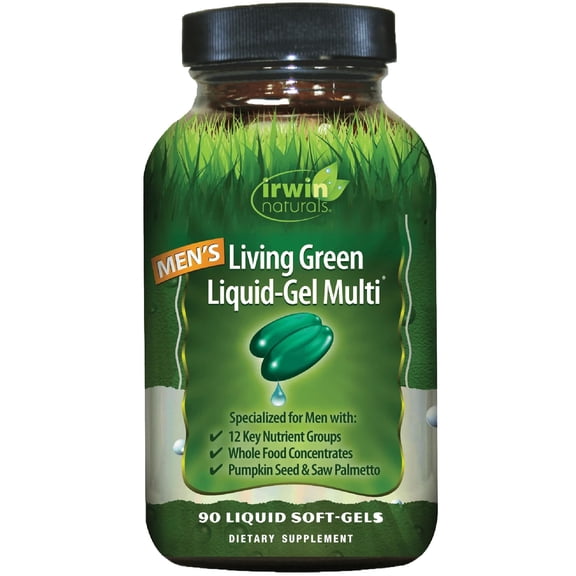 Irwin Naturals Men’s Living Green Liquid-Gel Multi - Full-Spectrum Vitamins - 90 Liquid Soft-Gels