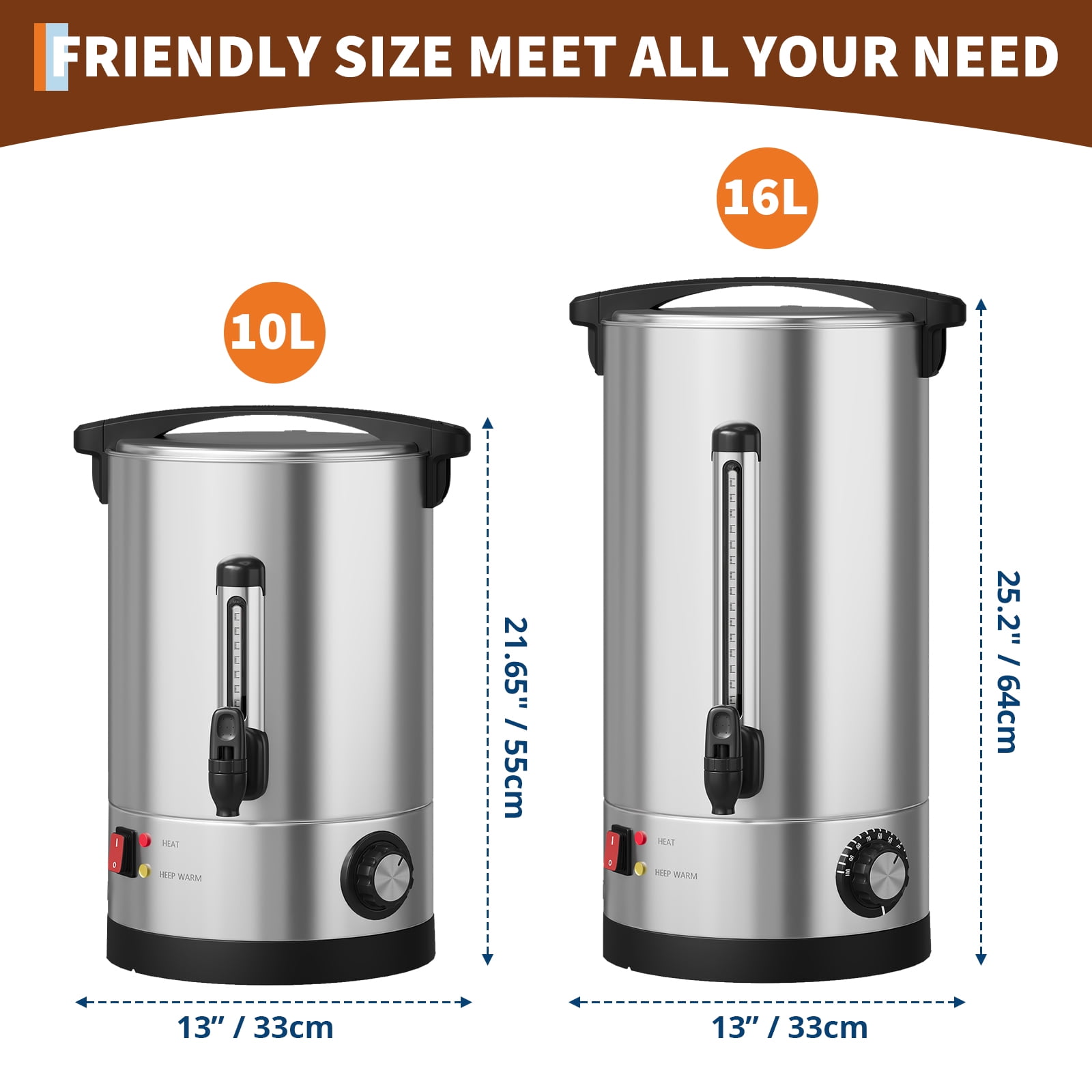 Kojooin Commercial Coffee Maker – Large Stainless Steel Electric Coffee Maker, Double-Insulated, with Filter Basket – Suitable for Buffets, Catering Services, Parties, Weddings, and Business Events