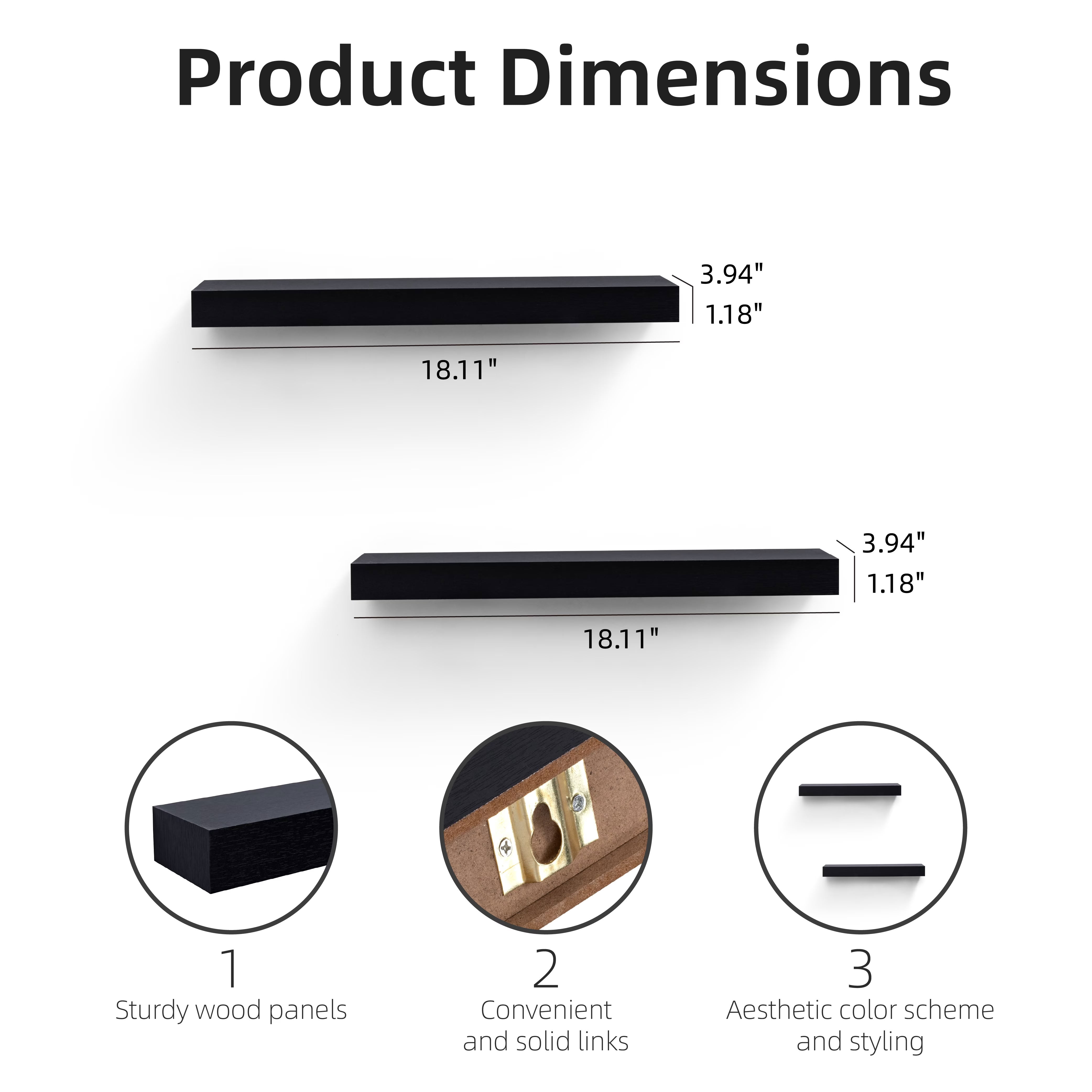 MAYEERTY 2-Piece Floating Shelves with Built-in LED Light, Wall Mounted Display Rack with Invisible Brackets, Organizer for Living Room Bedroom Kitchen