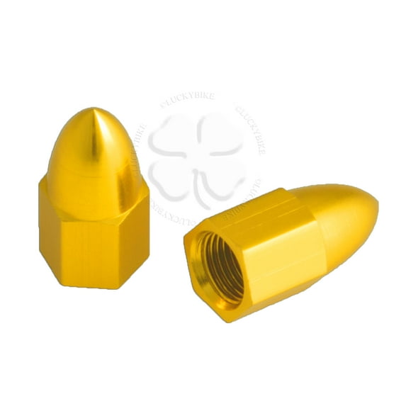 2x Valve Cap Gold Cover Tire GSXR 600 750 Ninja R1 R6 Stem Bullet CNC Aluminum