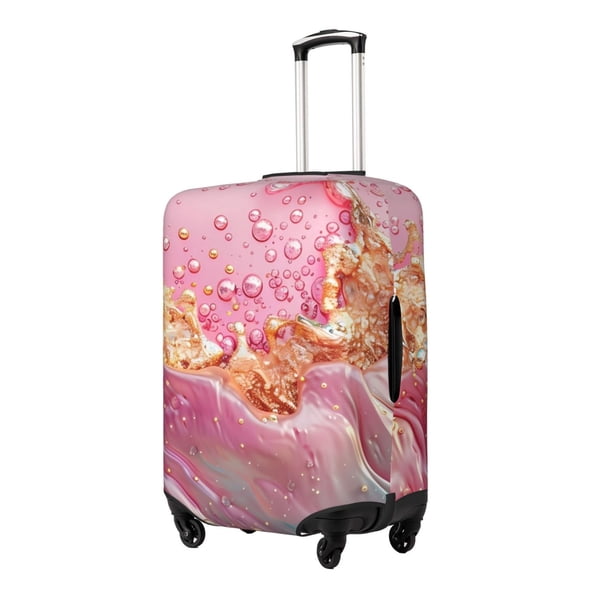 Balery Abstract Pink Gold Splash Funda de equipaje, fundas para maletas, elástica, lavable, protector de maletas, compatible con maletas de 18 a 32 pulgadas-Large