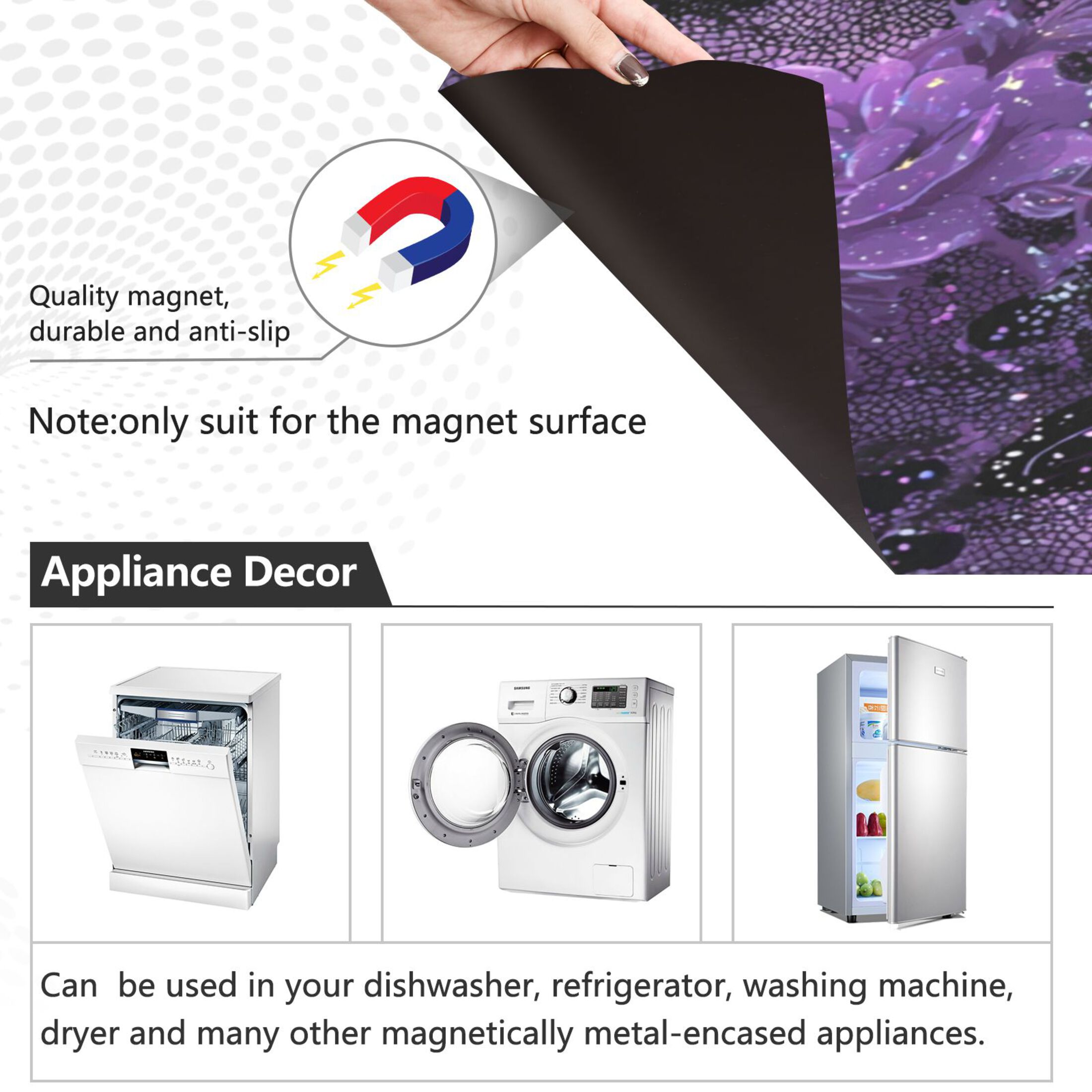 Dishwasher Magnetic Refrigerator Magnet Cover Sticker Home Decorative 23"x26" Gorgeous Pink Flowers and Butterflies