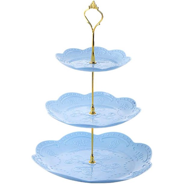 Soporte de exhibición de pastel de plástico para cupcakes de 3 niveles Soporte para tartas, magdalenas, soporte para frutas para bodas, fiestas, cumpleaños, baby showers y postres para tartas, soporte JFHHH pequeña