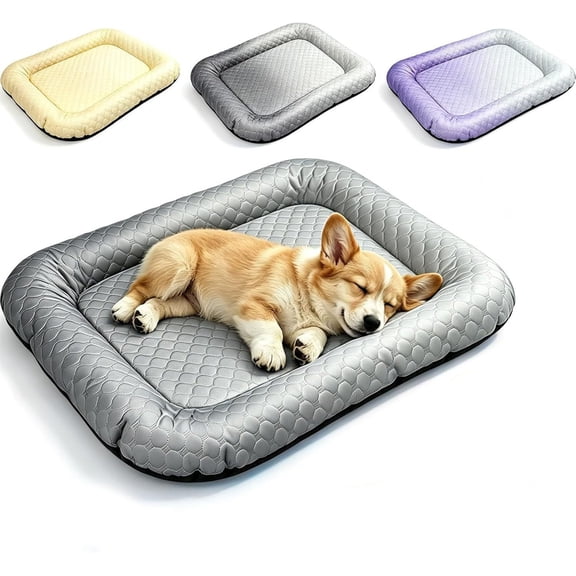 Pet Cooling Pad Mat for Dogs and Cats, Cooling Gel Mat for Pets Summer Heat Relief Pad, Ice Silk Summer Cooling Bed Blanket with Soft Breathable Fabric (Grey,Small)