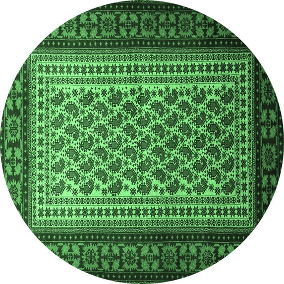 Ahgly Company Indoor Round Persian Emerald Green Traditional Area Rugs, 5' Round