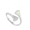 thumbnail image 4 of CHOOSE YOUR COLOR Open Midi White Simulated Opal Ring Sterling Silver Adjustable Band CZ Female Size 6, 4 of 4
