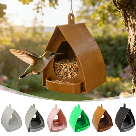 Bird Feeder House - Open Design Hanger with Top Hook | Hut Shape Hangable Wild Bird Feeders | for Outside Garden Balcony Winter Squirrel
