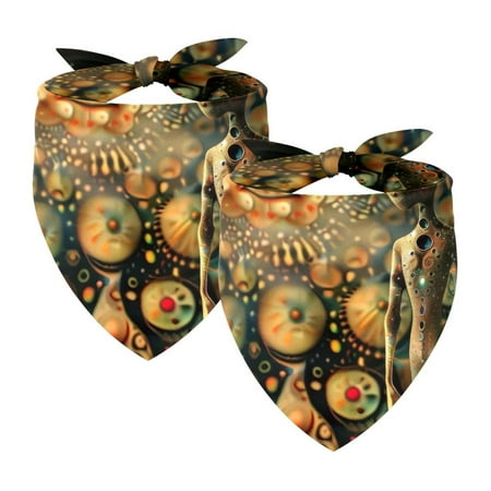 PhooArto Alien and Colors Floral Dog Bandanas 2 Pack Soft Washable Pet Scarf Triangle for Large Dogs Puppies and Cats