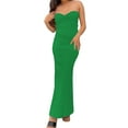 thumbnail image 2 of VISgogo Vestido Delgado para Mujer Color Sólido Cruzado Hombro Diseño Punto Versátil Elegante Vestido de Cóctel VISgogo moda, 2 of 9