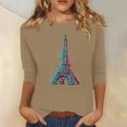 thumbnail image 2 of Pompotops T-shirt Ample Imprimé Mode Femme Manches 3/4 Blouse Col Rond Hauts Décontractés Liquidation, 2 of 4