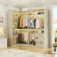 thumbnail image 5 of Homieasy 3FT Walk-in Closet System with 3 Drawers, 36'' Floor Standing Wardrobe Closet with 2 Hanging Rods & Storage Shelves, Heavy Duty Closet Tower for Bedroom & Closet, White Oak, 5 of 11